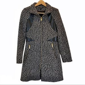 Via Spiga Black & White Wool Blend Pea Coat NWOT 4